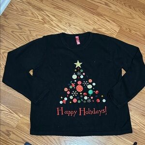 Happy Holidays Button Tree Christmas Sweater size XL